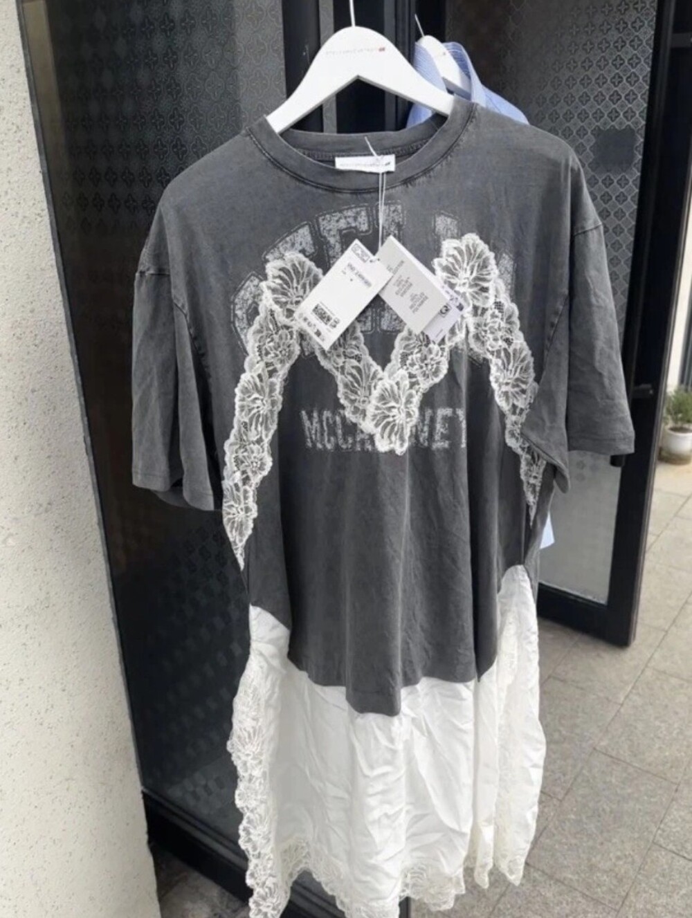 Sz XS S M XL Stella McCartney Gray Tee & Cream Slip Layered Dress H&M collab - Picture 2 of 4